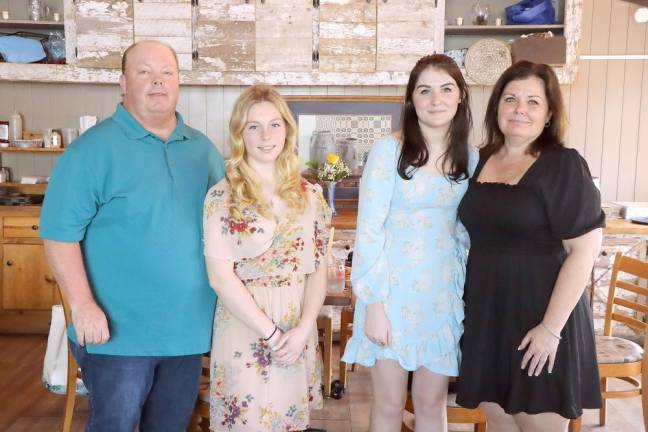 Hopatcong women honored with local and state awards L-R: Billy Brennan and scholarship winner Christy Brennan stand next to scholarship winner Ashley Wallace, and her mother Kelly Wallace.