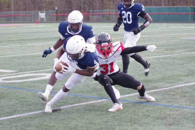SCCC defeats Erie, 55-6 Sussex wide receiver Aaron Young catches the ball in the second half.