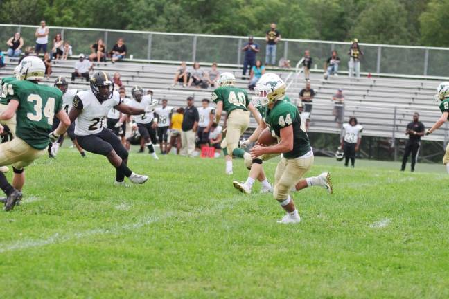 Hudson Catholic crushes Sussex Tech Sussex Tech kick returner Joseph Martinez on the move in the first half. Martinez caught one touchdown pass in the fourth quarter.