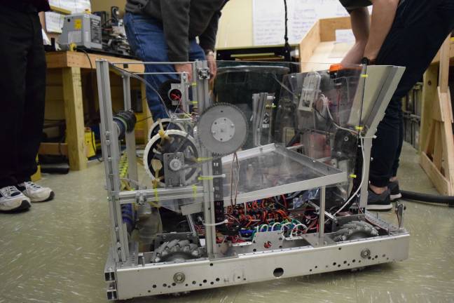 High school robotics teams 'turn gears' for competition Newton and Vernon represent Sussex County Vernon High School’s robot for the 2017 FIRST Robotics Competition Photo by Abigail Dayon