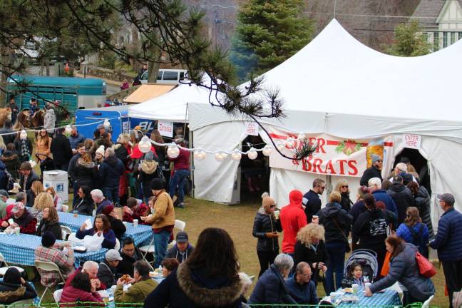 Lake Mohawk German Christmas Market 2018 The Beer and Brat line at the German Christmas Market.