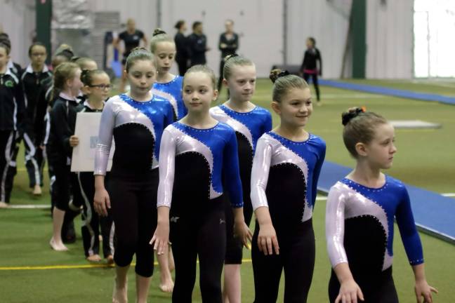 'Wild About Power' meet Several gymnasts of the Northern Elite gymnastics team file into the competition area. Northern Elite Gymnastics is located in Flanders.