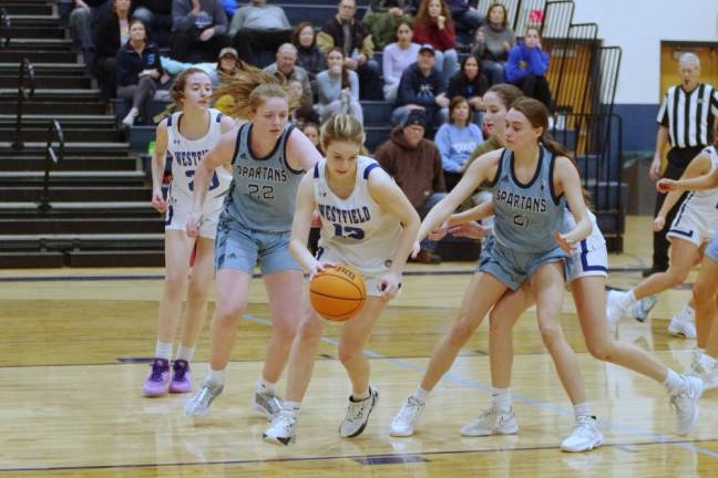 Westfield's Sara Rooney handles the ball. She scored 16 points.