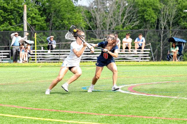 Photos: Spartans in Group 2 final Moira Sweeney of Sparta evades Mia Bracuti of Mendham’s defense.