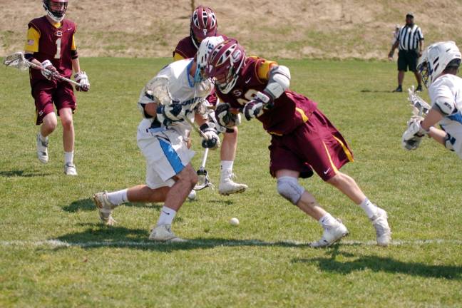 Summit tops Sparta in boys lacrosse Clash for ball control.
