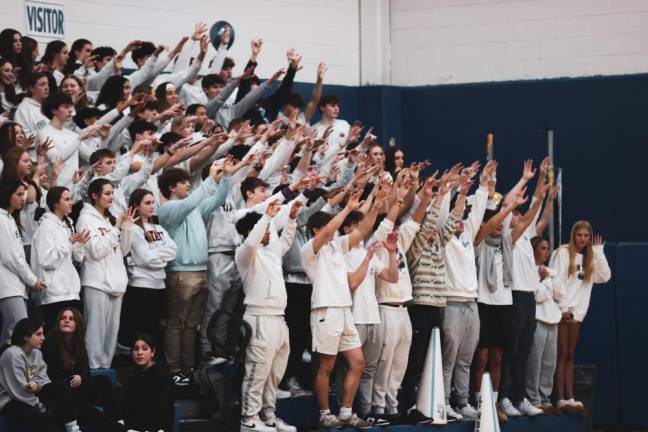 Sparta High School students cheering.