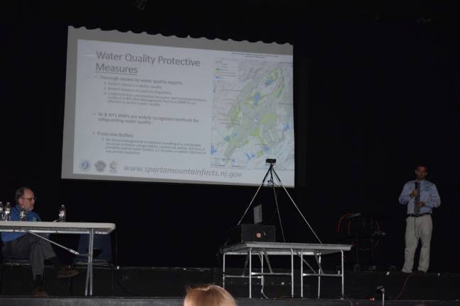 Final Sparta Mountain plan met with dozens of concerns Photo by Erika Norton Dave Golden, director of land management for the DEP Division of Fish and Wildlife, presents the final Sparta Mountain Forest Management Plan to the public.