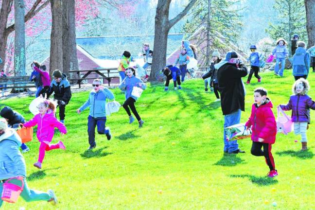 Children take part in Sparta UNICO’s 26th annual Easter egg hunt Saturday, March 30 at Dykstra Park. The event was delayed a week because of rain March 23.