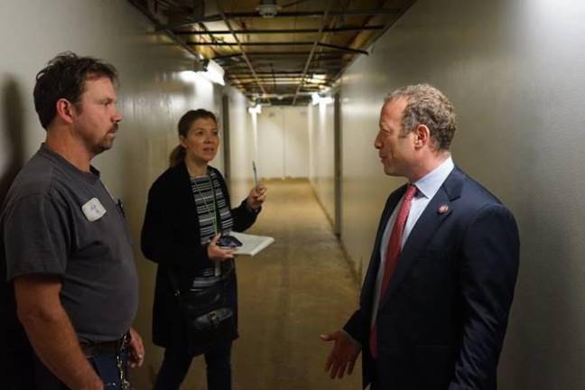 U.S. Rep. Josh Gottheimer views damage that remains from the December 2018 fire in Brookside Terrace apartments.