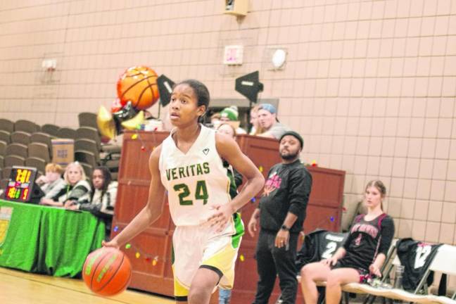 Veritas player Amya Cuddon scored 17 points. (Photo by George Leroy Hunter)