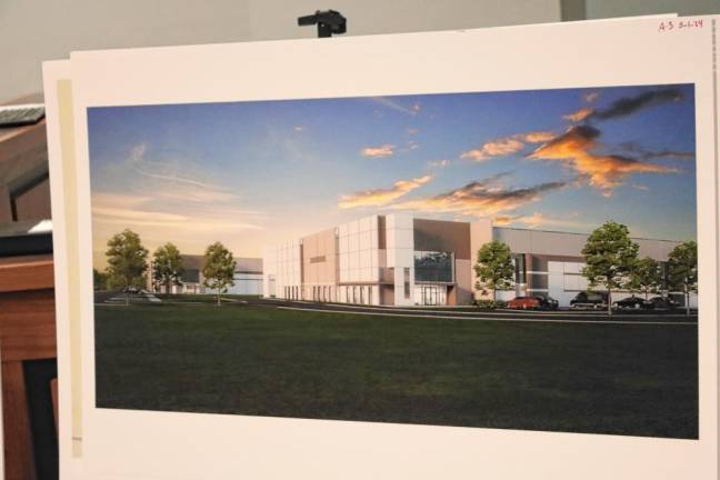 A rendering of what the proposed warehouses would look like from Demerest Road.
