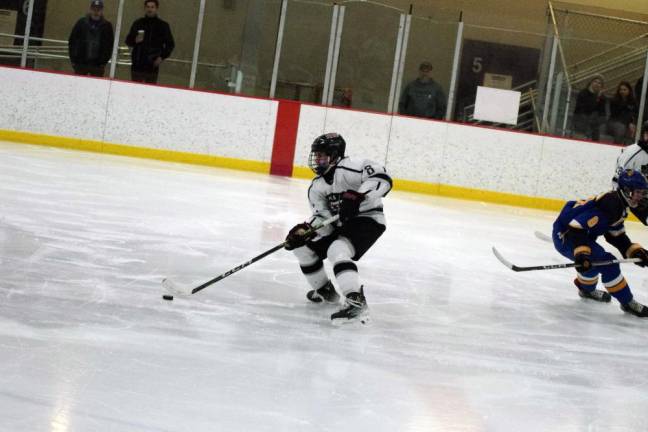 Kinnelon/Jefferson/Sparta United's Jake Prunty controls the puck. He made two assists.