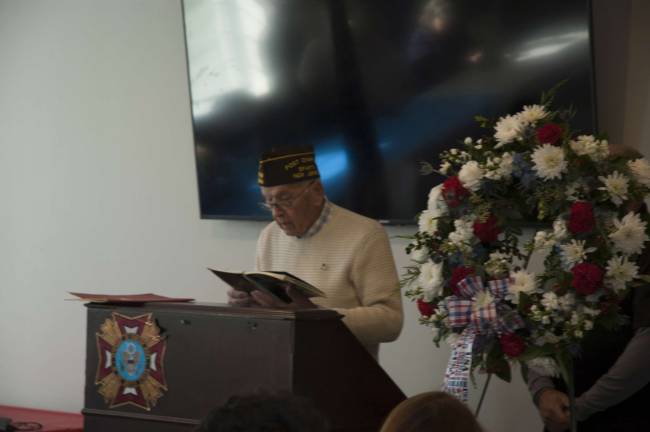 Martin Schweighardt, Korean War veteran, giving the blessing