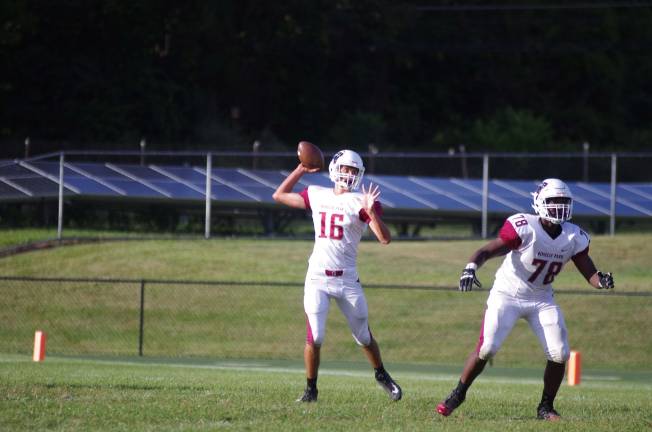 Roselle Park whups Tech, 33-7 Roselle Park quarterback Patrick Gergich in throw motion as offensive lineman Jawahn Gasque provides protection. Gergich threw for 110 yards and two touchdowns.