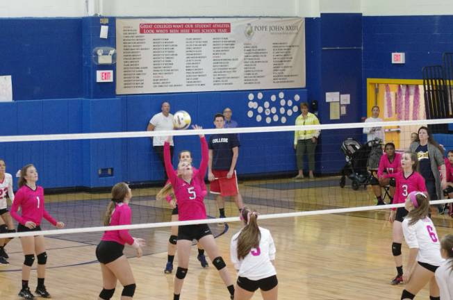 Pope john bests Jefferson in volleyball Jefferson's Chelsea Bitondo taps the ball. Bitondo achieved five service points, two kills, one assist, one block and four digs.