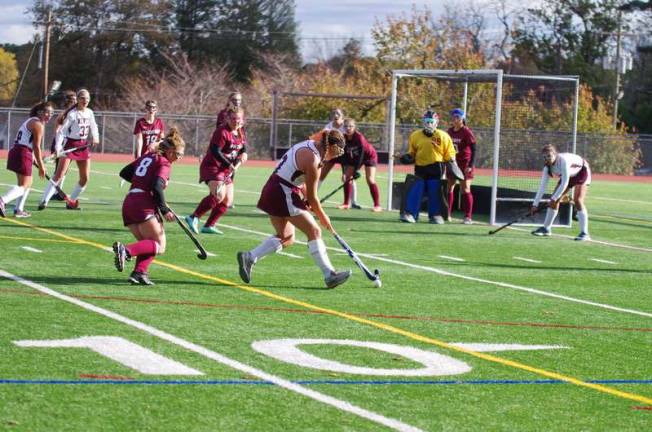 Newton bests Whippany Park in field hockey Newton Brave Jasmine Luciani lines up the ball for a shot attempt at the Whippany Park goal post. photos by george leroy hunter