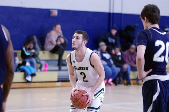 Sussex County's George Mendez focuses from the foul line before attempting the shot in the first quarter.