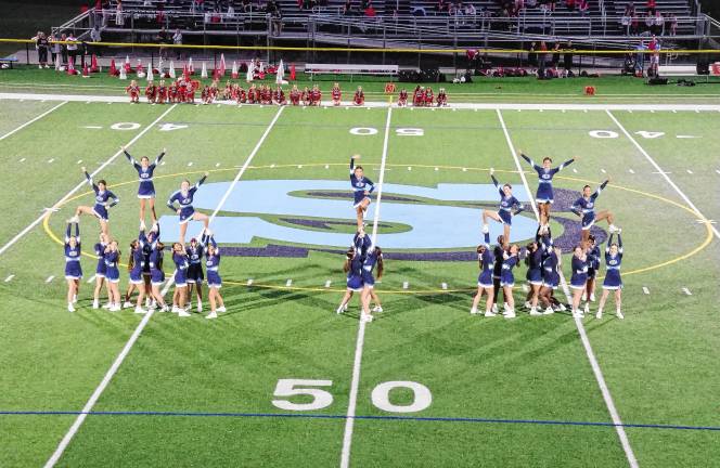 Vernon shuts out Dover <b>The Sparta High School cheerleaders perform during halftime.</b>
