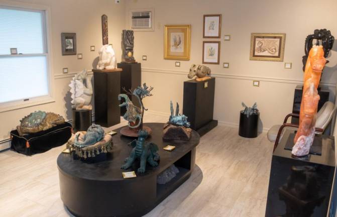 On the second floor, one room houses sculptures and paintings of animals.