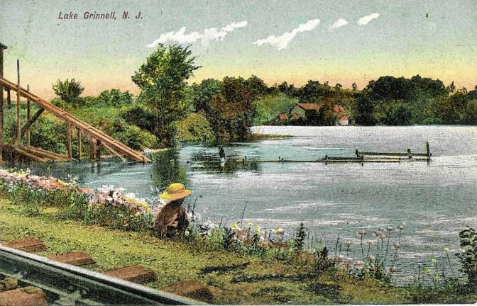 Sussex County History Today: Meet me at the fair ‘Fishing at Lake Grinnell’ along the railroad tracks with the ice house in front. (Photo courtesy of Bill Truran)
