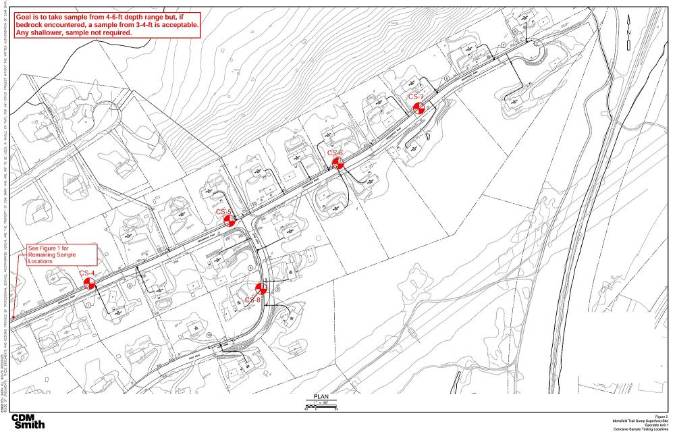 Soil boring sites along the proposed waterline