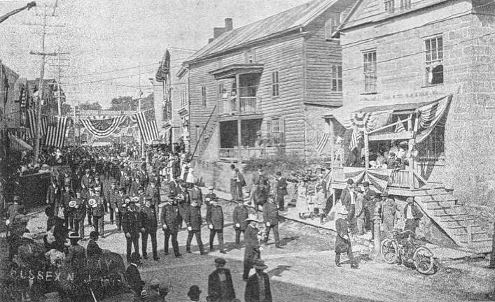 Sussex County History Today: Main Street, Sussex Borough <b>The Sussex Fire Department in a 1909 parade. (Photo courtesy of Bill Truran)</b>