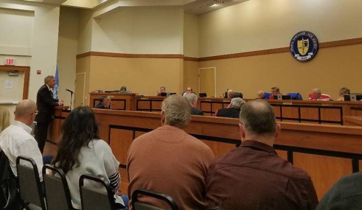 Attorney William Haggerty of Dolan &amp; Dolan, PA, steps to the microphone to speak to the Sparta Planning Board on Wednesday, Jan 15, 2020. Haggerty represents resident Bruce Murphy who, along with his neighbors, is protesting a proposed private kennel facility on Sterling Hill Road.