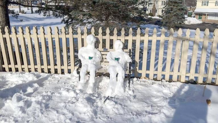 Reader photo. ‘Waiting for summer to start’ Thank you to readers Dan and Mary Fischer for sharing their recent photos of whimsical snow sculptures they titled “Waiting for Summer to Start.” Brrrr.