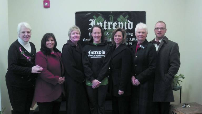 Sparta Chamber Council ambassadors visit several businesses in town At Intrepid Strength and Training/Crossfit are, from left, MaryAnn Ryan, Hello Neighbor; Dawn Corbo, Weichert Realtors; Robyn Bivona, Wells Fargo Home Mortgage; Kathryn Hansen, Owner, Intrepid Strength and Conditioning/Crossfit LMS; Tammie Horsfield, President, Sussex County Chamber of Commerce; Pauline Richards, Achieving Excellence; and Timothy Jackson, Urban Financial Group.