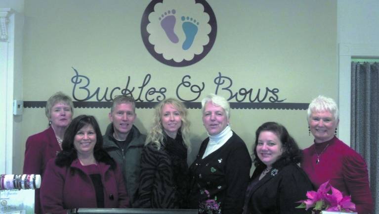 Sparta Chamber Council ambassadors visit several businesses in town At the visit to the new Buckle & Bows owner are, from left, Robyn Bivona, Wells Fargo Home Mortgage; Dawn Corbo, Weichert Realtors; Kelly Evans, Signs Etc.; Laurie Gilmore, Owner, Buckles & Bows; MaryAnn Ryan, Hello Neighbor; Rose Marie Paolucci, Valpak of Garden State West; and Pauline Richards, Achieving Excellence.