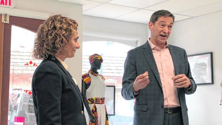 Mark Valli, chief executive of Norwescap, speaks Thursday, April 4 during a press conference in Sussex. At left is Jane Asselta, state director for New Jersey Rural Development with the U.S. Department of Agriculture.