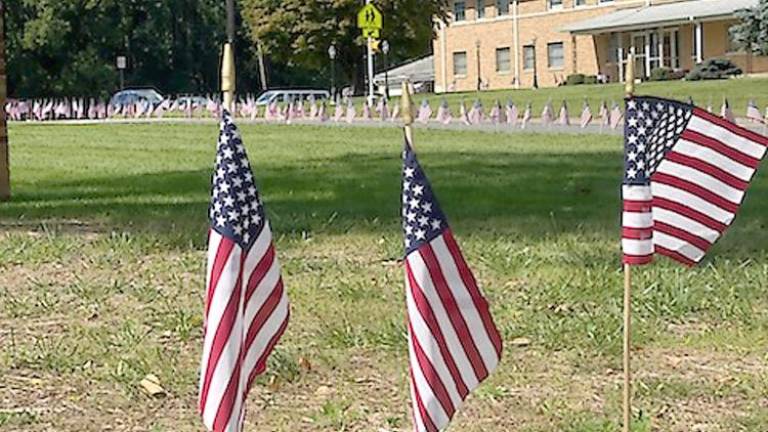 Flags at Pope John (Photo by Laurie Gordon)