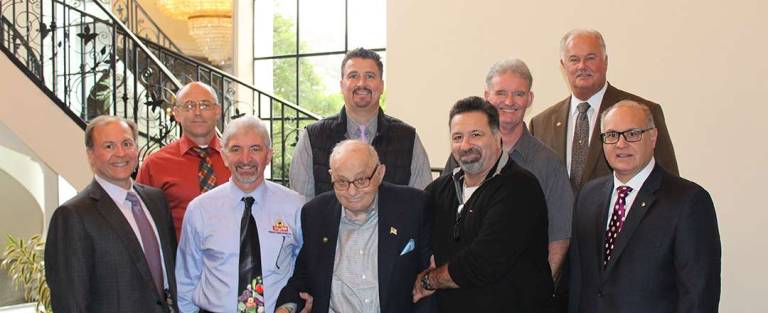 North Jersey ShopRite honors employees Celebrating 40 Years. Front row, from left: David P. Romano (Vice President & CFO); John DiCarlo (Augusta); Dominick V. Romano (President & CEO); James Pastore (Hopatcong); Dominick J. Romano (Vice President & COO). 2nd row, from left: Al Lacovara (Lafayette); Robert Toro (Hackettstown); Kevin McDermott (Succasunna); Hank Ramberger (Vice President & General Manager)