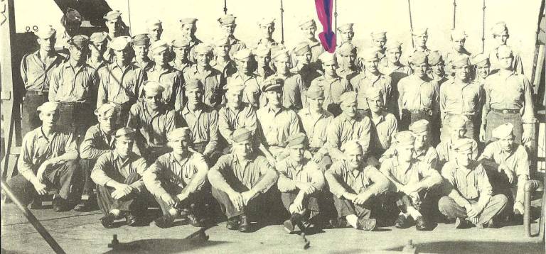 Sparta Navy veteran had front row seats to history Photo courtesy of Art Williams An arrow idenitifes Art Williams of Sparta during his time serving in the Navy as seaman First Class, Third Division in 1945.