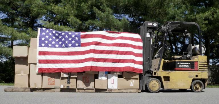 Over 1,300 pounds of unserviceable American flags to be properly incinerated Photos by Booth Crew