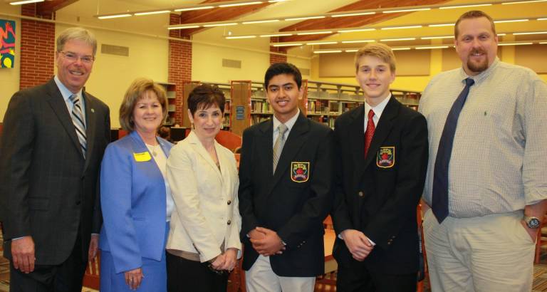 Sparta DECA Team partners with Lakeland Bank Photo Courtesy: Lakeland Bank Lakeland Bank CEO Tom Shara and Marketing Director Maureen Martin, (far left) met with Sparta High School DECA Advisor Donna Smith, students Rushi Patel and Chase LeBeau and Principal Dr. Daniel Johnson to congratulate the DECA team who won second place in the Finance Operations Research category at the New Jersey DECA competition.