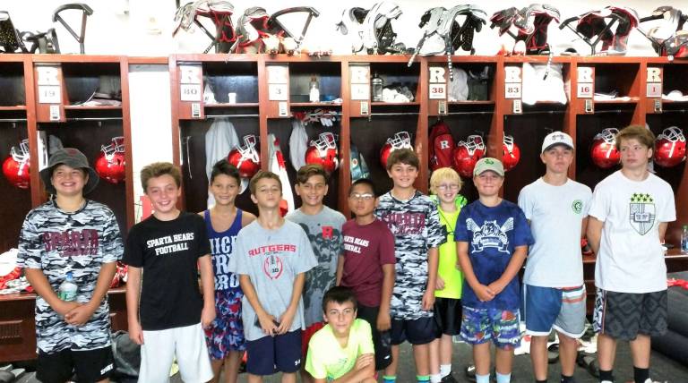 Sparta Bears attend Rutgers football practice From left, Nick Szabo, Pat Dunn, Rocco Gorvan, David Maasbach, Jake Koerner, Logan Sergent, Henry Lee, Christina ‘Booey’ Rodriguez, Parker Hien, Lukas Hien and Troy Schmitzer