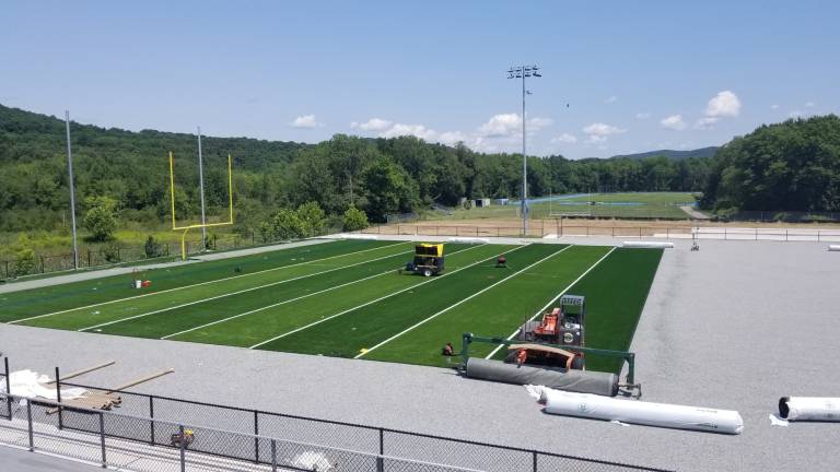 The new turf for Sparta High School's athletic field has been installed. (Photo provided)