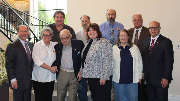 North Jersey ShopRite honors employees Celebrating 35 Years. Front row, from left: David P. Romano (Vice President & CFO); Laura Nietz (Budd Lake); Dominick V. Romano (President & CEO); Mary Runne (Hopatcong); Debra Caflin (Belvidere); Dominick J. Romano (Vice President & COO). 2nd row, from left: Ron Marschall (Andover); Kenneth Bender (Augusta); George Dorman Jr. (Hackettstown); Hank Ramberger (Vice President & General Manager)