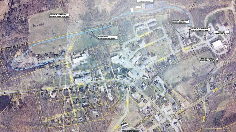 Map of the proposed trail that would run through Vernon near the town center (Photo by Diana Goovaerts)