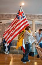 FL1 Elsa Riley places a continental flag during the Flag Day Service on Friday, June 13 at the Sparta Elks Lodge #2356. (Photos by Nancy Madacsi)