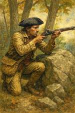 <b>Moses DeWitt at the Battle of Minisink. (AI photo rendered on data by Bill Truran and endorsed as historically representative) </b>