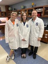 From left are Sarah Pisano, Lisa Cummins and Ken Scognamiglio, Project Lead The Way teachers at Sparta High School. (Photo provided)
