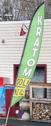 Because it is not regulated, Kratom is widely advertised, be it online or on the street as pictured here outside a vape shop in New Hampton, N.Y.
