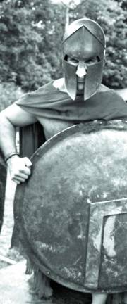 Actor Dustin Dorough from Georgia in full Spartan gear.