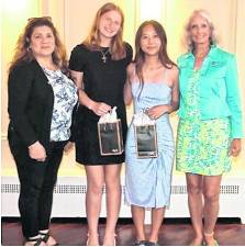Pictured are Sandra Andrade, Sparta Elks Treasurer, Abigail Weisbeck, Ling Mei Chen, Patrice Kullmann, Sparta Elks Scholarship Committee.