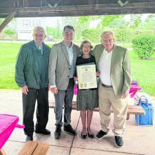 From left, Former Assemblyman Dick Kamin, Assemblyman Michael Inganamort, Debbie LaRose, and former Sparta Township Mayor Michael LaRose.