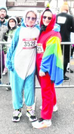 Meda and Nina Berry of Sparta are shown in turkey costumes.