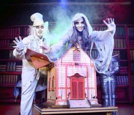 Magician Joe Garsetti as Lord Charles Frederick Winchester with Theodora, played by MaryAnn D’silva (Photo: John Bundy Productions)