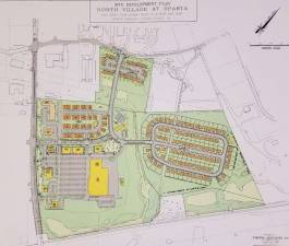 Site plan for the North Village at Sparta, being constructed on Rt. 15. The mixed-use development is slated to be completed in 2021, with the ShopRite which is anchoring the retail plaza to be opened in July 2019. Photos by Mandy Coriston